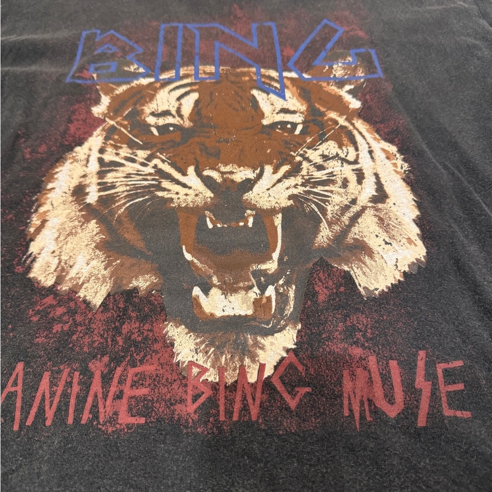 Anine Bing Charcoal Crewneck Tiger Tee - Picture 2 of 8